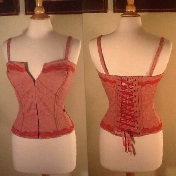 Tripp NYC S pink paisley hook and lace-up corset - Picture 5 of 6